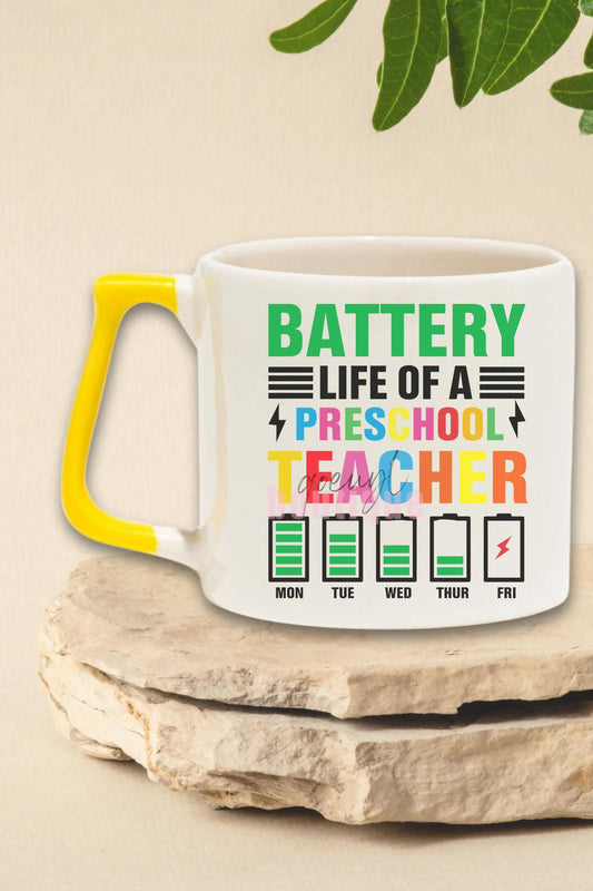 Battery Life Of A Preschool Baskılı Komik Okul Öncesi Hediyelik Kulplu Kupa Bardak