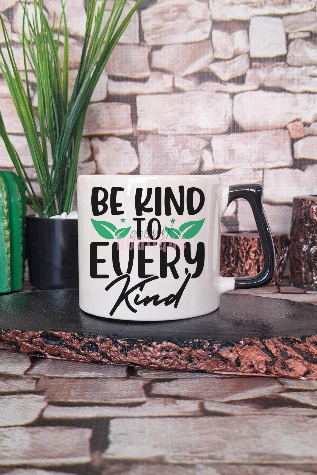 Be Kind Go Vegan Baskılı Hediyelik Kulplu Kupa Bardak