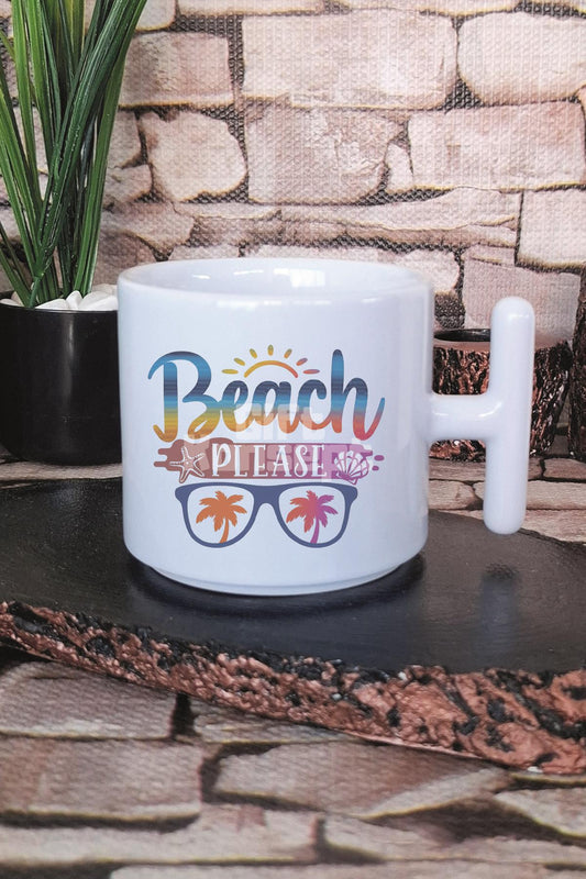 Beach Please Baskılı T Kulplu Latte Fincanı Kupa Bardak