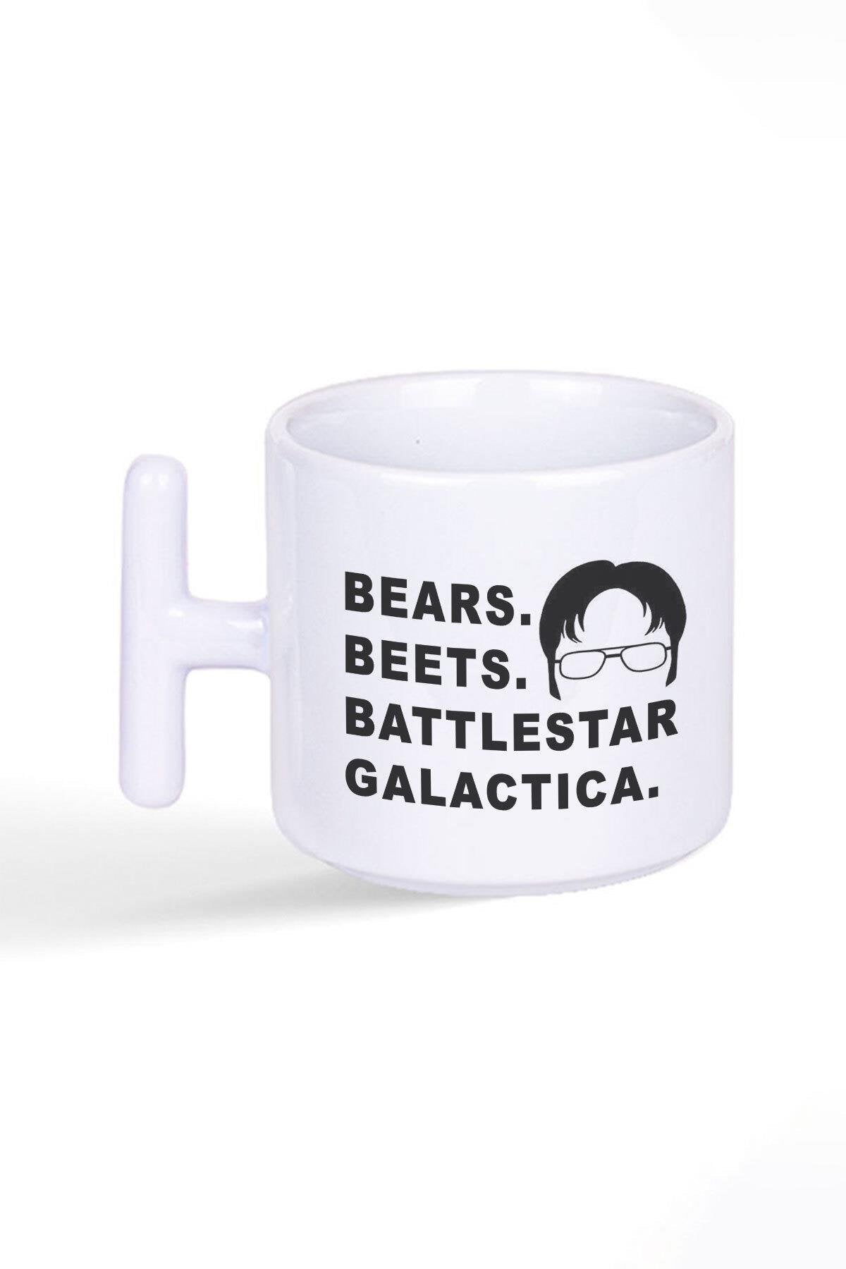 Bears Beets Battlestar Galactica Dwight The Office Baskılı Latte Fincanı T Kulplu Kupa Bardak