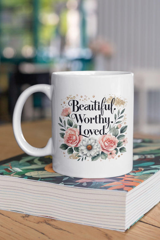 Beautiful Worthy Loved Mother Baskılı Anneler Günü Doğum Günü Anneye Hediye Kupa Bardak