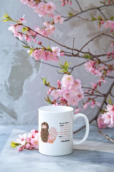 Bekle. Senin Olan Sana Gelecektir. Mevlana Sözü Baskılı Beyaz Motivasyon Kupa Bardak