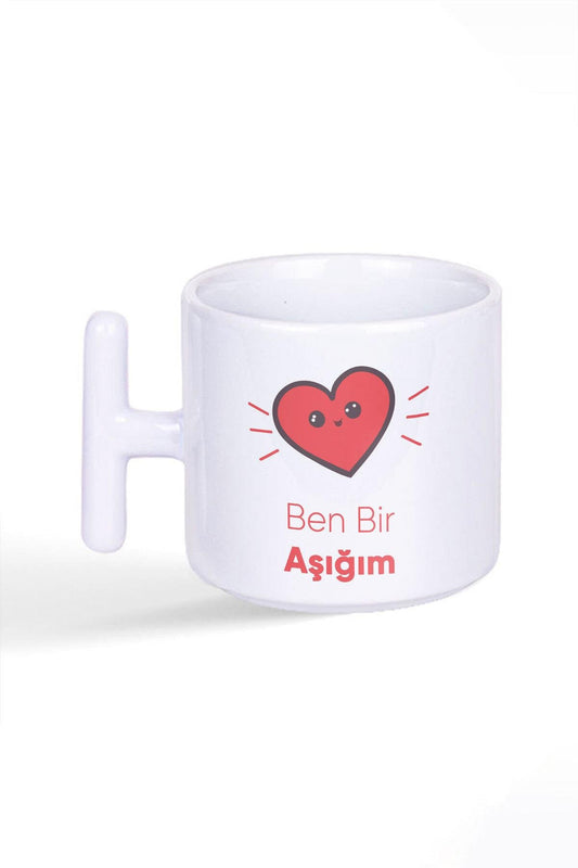 Ben Bir Aşığım Sevimli Doğum Günü Sevgili Hediye Baskılı Latte Fincanı T Kulplu Kupa Bardak