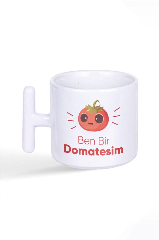 Ben Bir Domatesim Sevimli Doğum Günü Hediye Baskılı Latte Fincanı T Kulplu Kupa Bardak