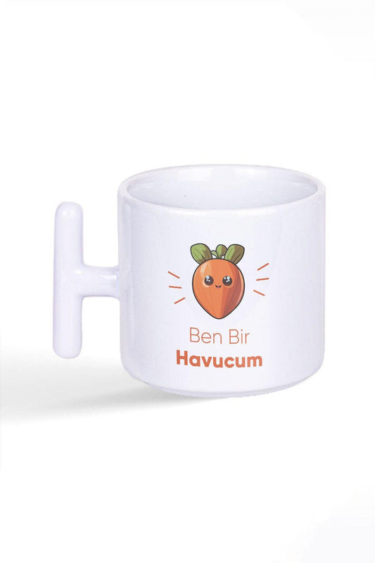 Ben Bir Havucum Sevimli Doğum Günü Hediye Baskılı Latte Fincanı T Kulplu Kupa Bardak