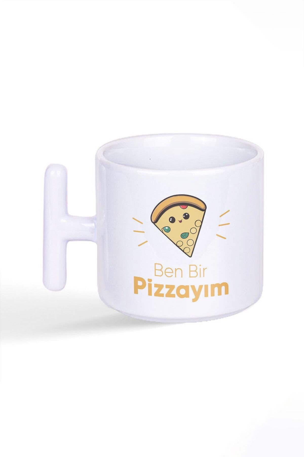 Ben Bir Pizzayım Sevimli Doğum Günü Sevgili Hediye Baskılı Latte Fincanı T Kulplu Kupa Bardak