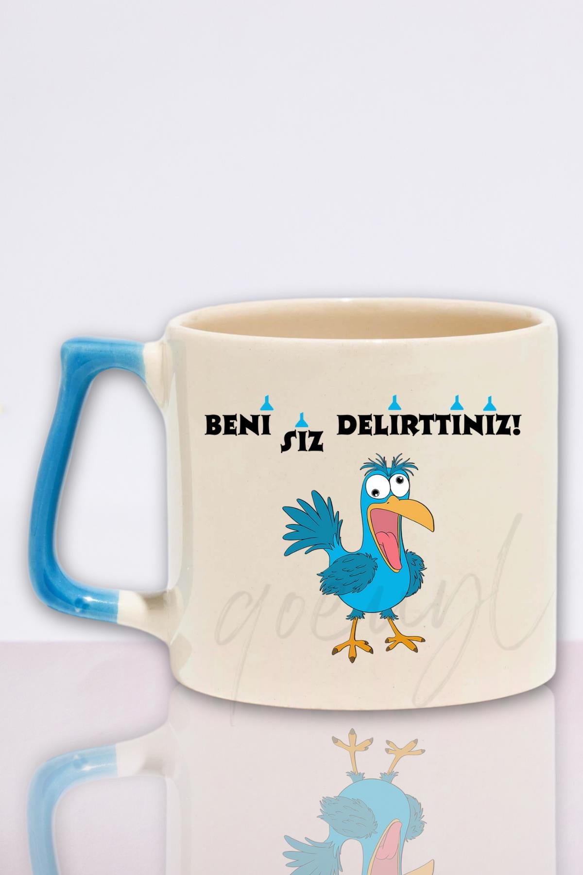 Beni Siz Delirttiniz Baskılı Komik Hediyelik Renkli Kulplu Kupa Bardak