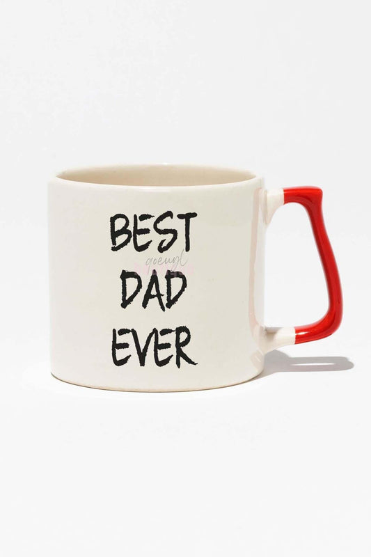 Best Dad Ever Babalar Günü Doğum Günü Baba Hediye Baskılı Kırmızı Kulplu Modern Seramik Kupa