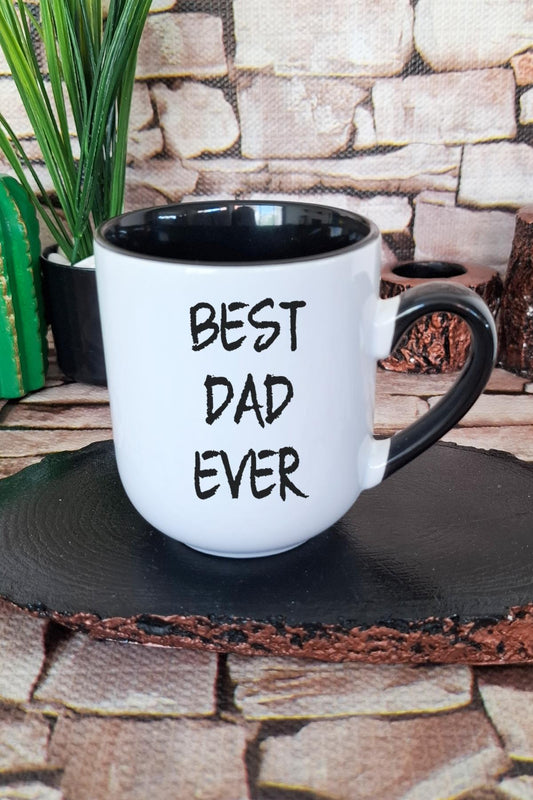 Best Dad Ever Babalar Günü Hediye Baskılı İçi ve Kulpu Siyah Renkli Premium Kupa Bardak