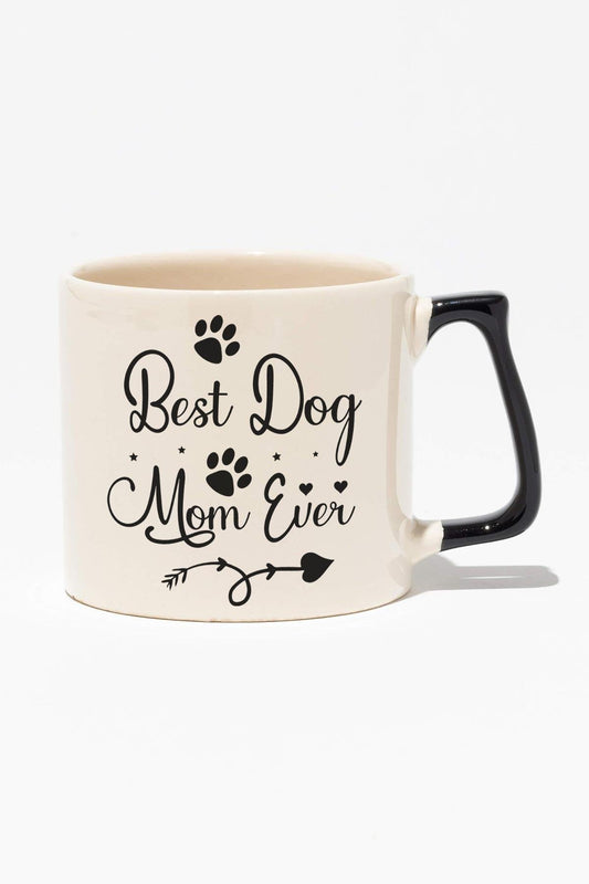 Best Dog Mom Ever No:2 Baskılı Anneler Günü Hediyelik Siyah Kulplu Modern Seramik Kupa