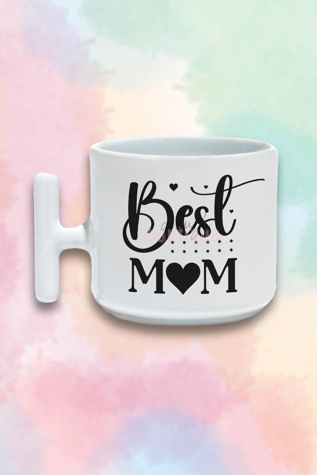 Best Mom Baskılı Anneler Günü Hediyelik T Kulplu Latte Fincanı Kupa Bardak