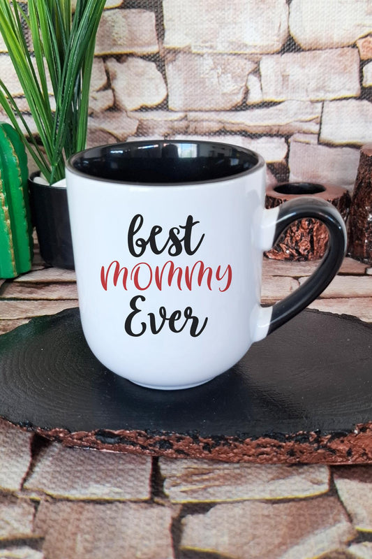 Best Mommy Ever Anneler Günü Anne Hediye Baskılı İçi ve Kulpu Siyah Renkli Premium Kupa Bardak