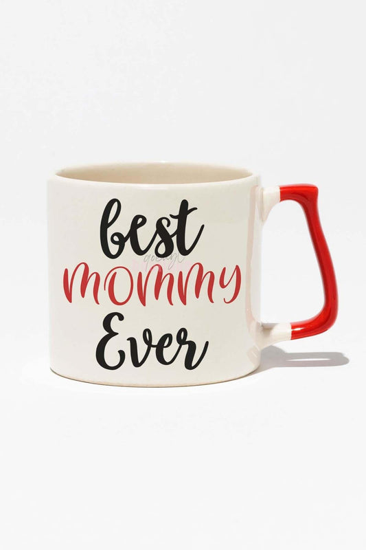 Best Mommy Ever Anneler Günü Doğum Günü Anne Hediye Baskılı Kırmızı Kulplu Modern Seramik Kupa