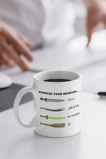 Bilgisayar Programcısı Yazılımcı Mühendis Java, Python Baskılı Hediyelik Eğlenceli Beyaz Kupa Bardak