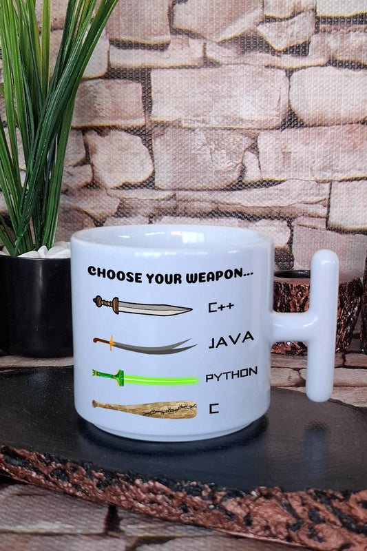 Bilgisayar Programcısı Yazılımcı Mühendis Java, Python Baskılı T Kulplu Latte Fincanı Kupa Bardak