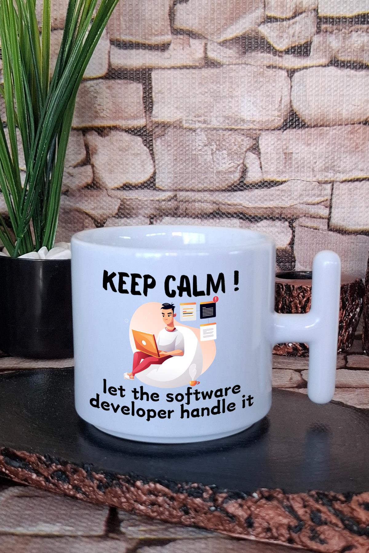 Bilgisayar Programcısı Yazılımcı, Programmer Baskılı Hediyelik T Kulplu Latte Fincanı Kupa Bardak