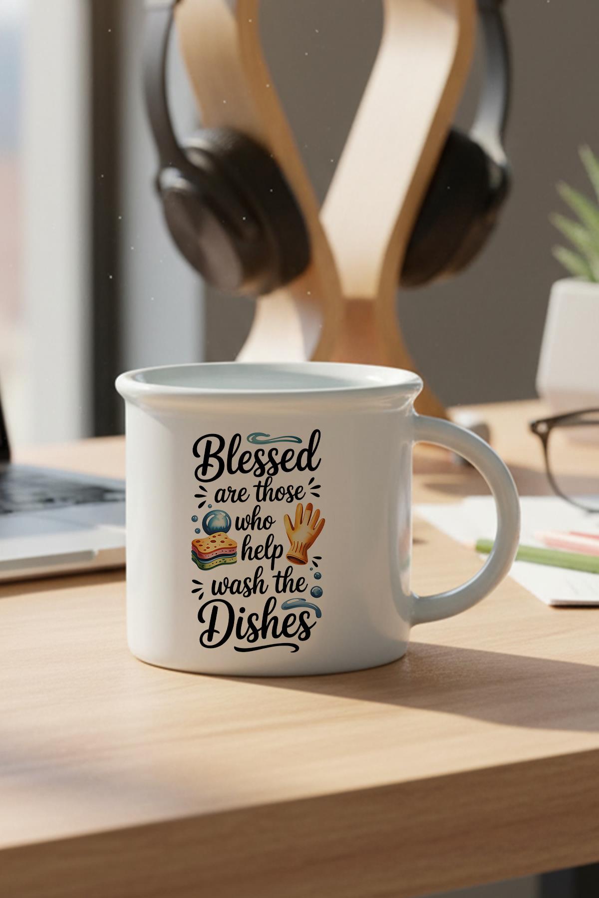 Blessed Are Those Who Baskılı Enamel Görünümlü Seramik Vintage Kupa Bardak