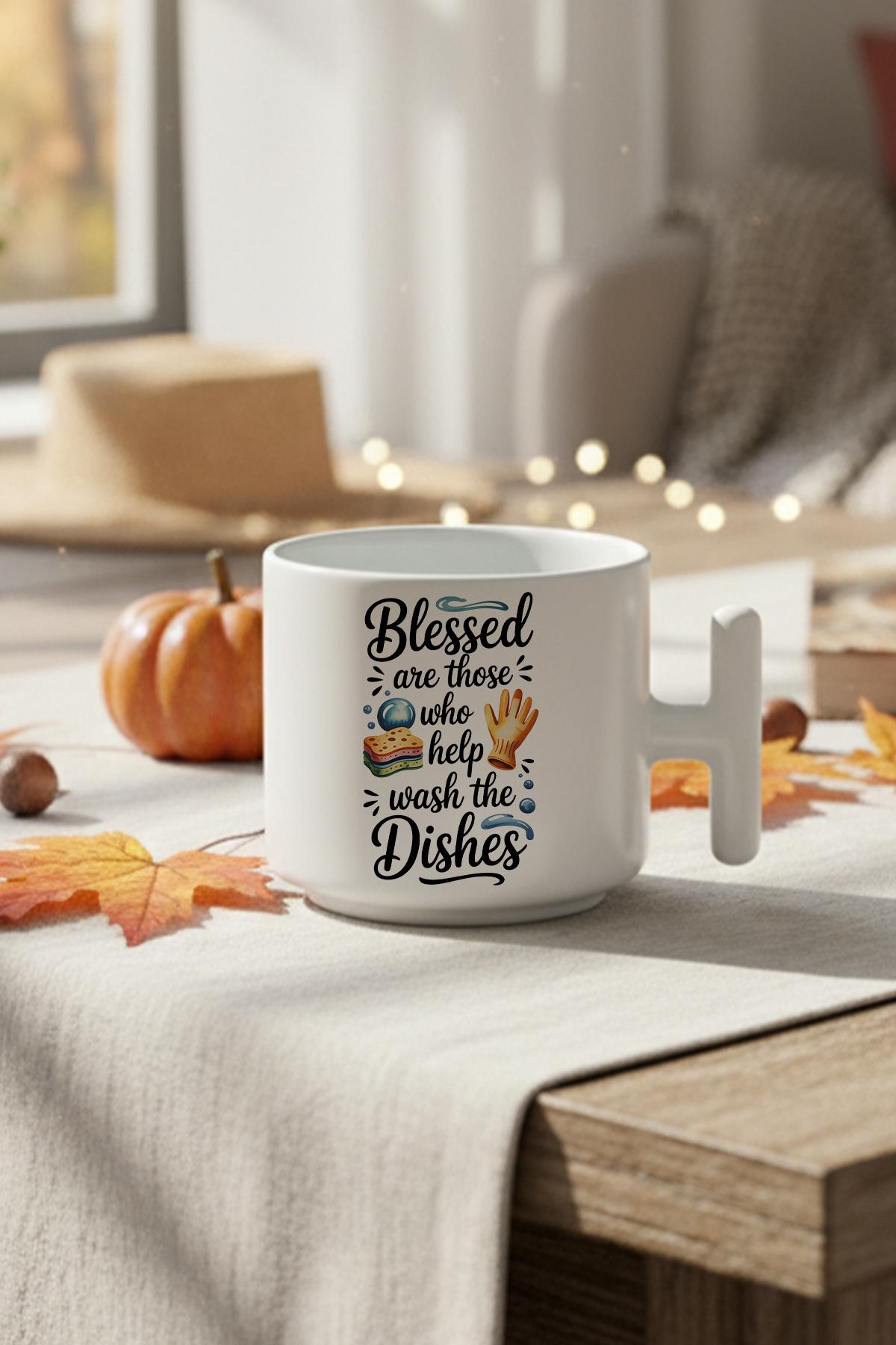Blessed Are Those Who Baskılı Hediyelik T Kulplu Latte Fincanı Kupa Bardak