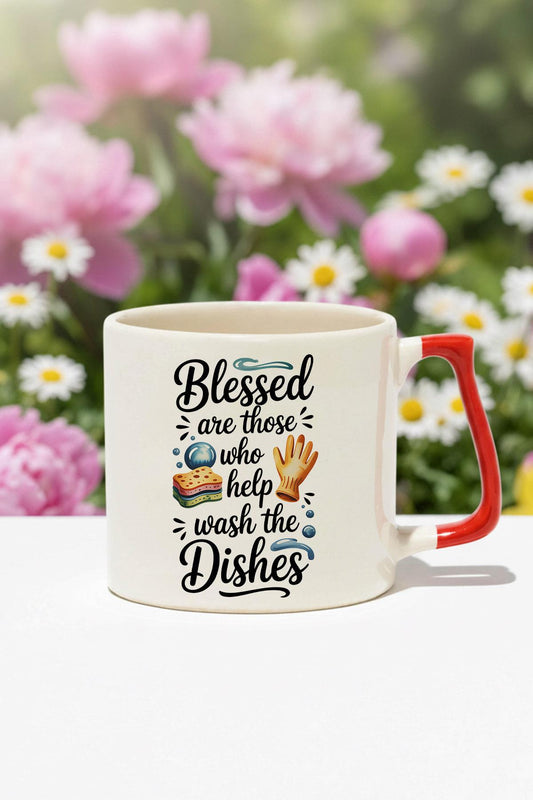 Blessed Are Those Who Baskılı Kırmızı D Kulplu Kupa Bardak