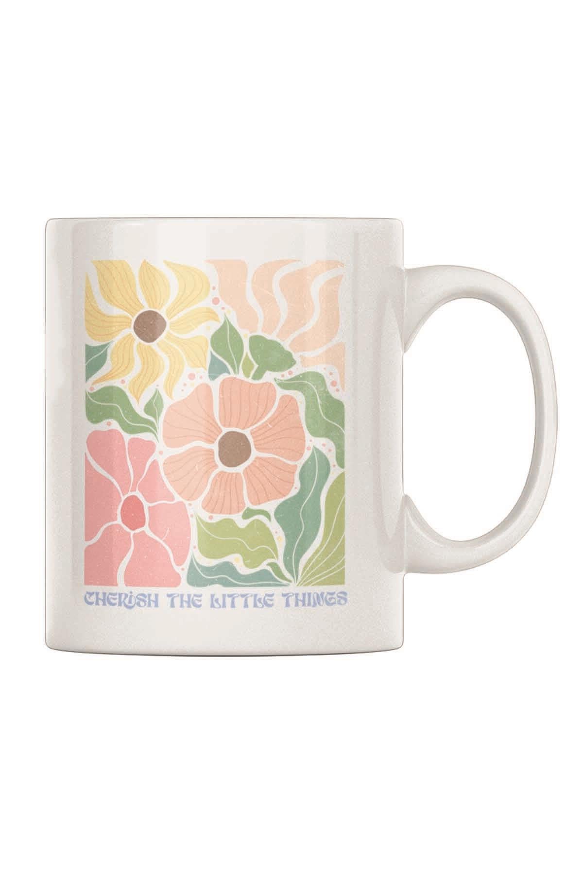 Boho Bohem Çiçek Desenli Motivasyon Temalı No:3 Baskılı Kupa Bardak