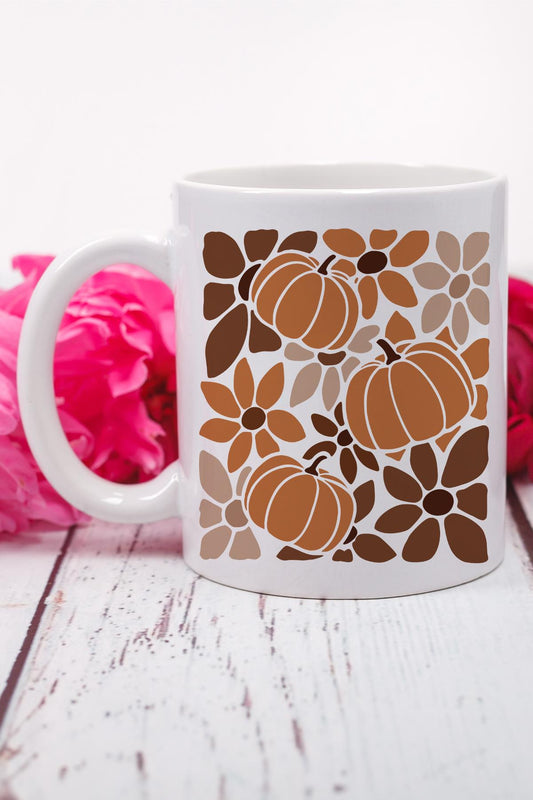 Boho Floral Fall Pumpkin Baskılı Hediyelik Kupa Bardak