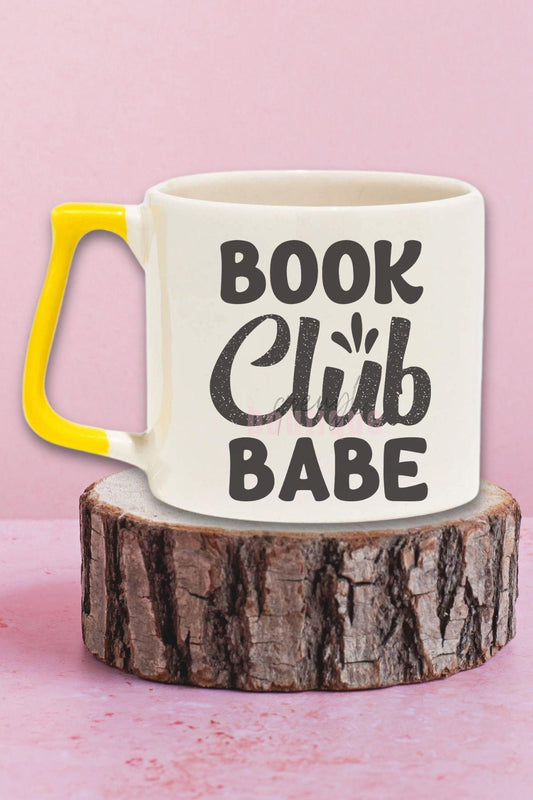 Book Club Babe Baskılı Kitap Kulübü Kızı Hediyelik Sarı Kulplu Kupa Bardak