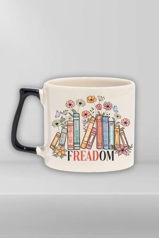 Book Lover Aesthetic Freedom Baskılı Kitapsever Okuma Aşkı Hediyelik Siyah Kulplu Kupa Bardak