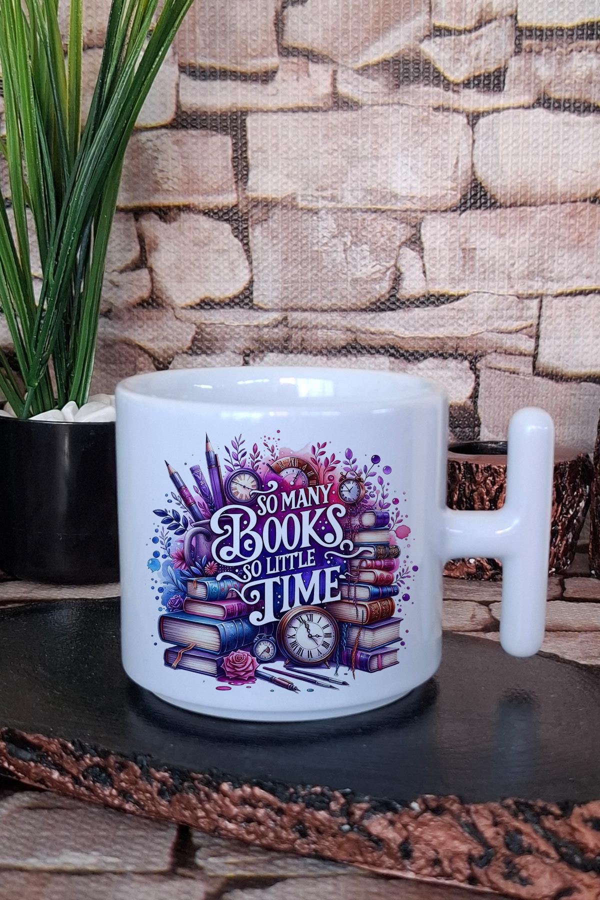 Book Lover Word Art Kitap Zamanı Kelime Sanatı Hediye T Kulplu Latte Fincanı Kupa Bardak