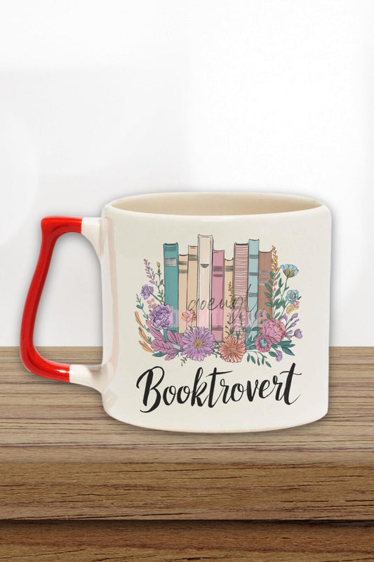 Booktrovert Baskılı Kitap Sever İçe Dönük Tanımı Hediyelik Kulplu Kupa Bardak