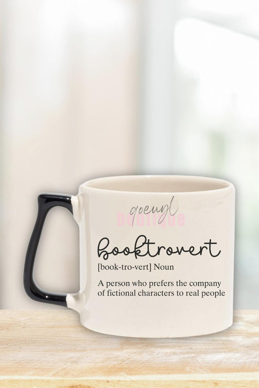 Booktrovert Noun Baskılı Kitap Sever İçe Dönük Tanımı Hediyelik Kulplu Kupa Bardak