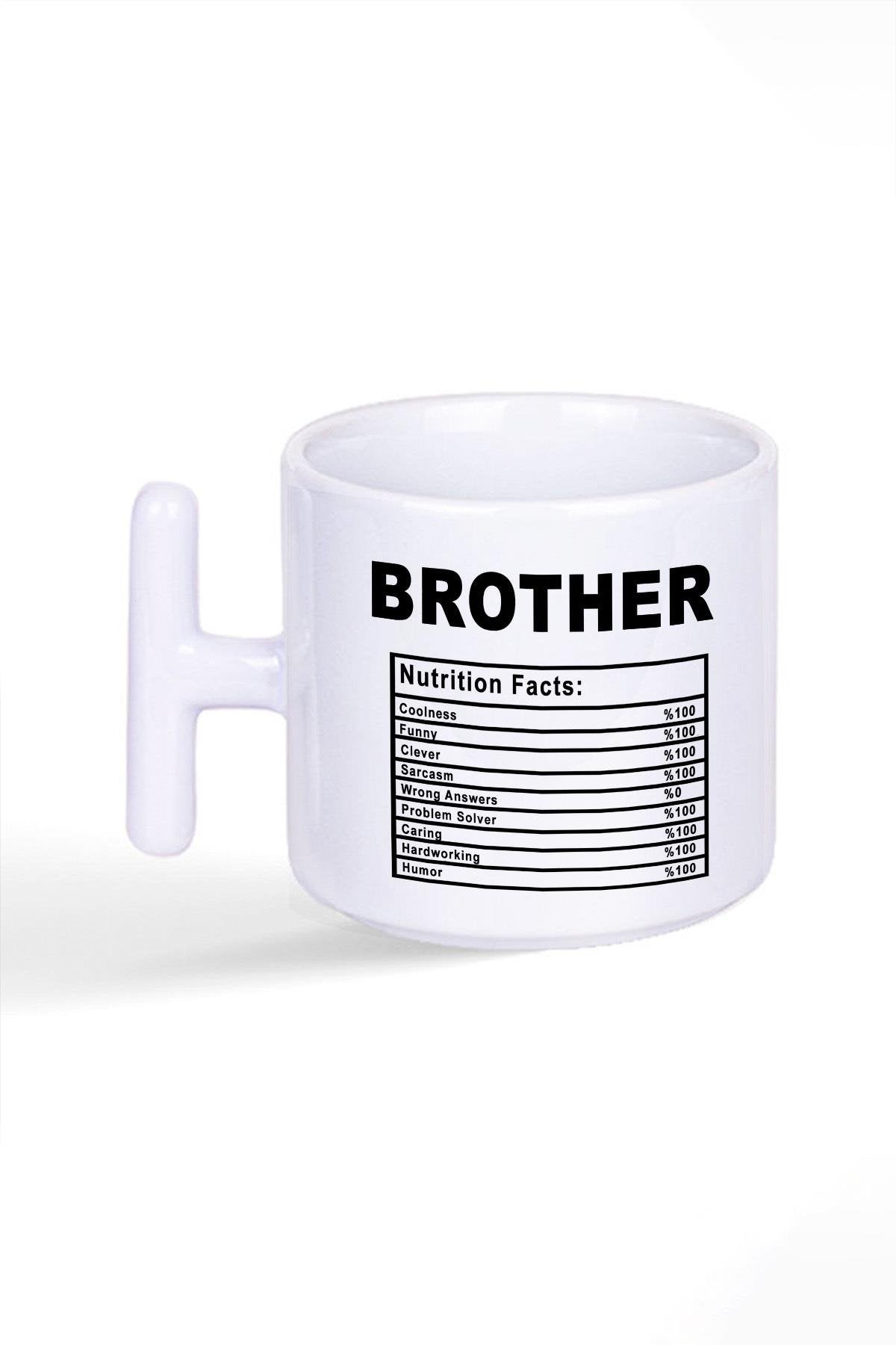 Brother Nutrition Facts Erkek Kardeş Doğum Günü Hediye Baskılı T Kulplu Latte Fincan Kupa Bardak