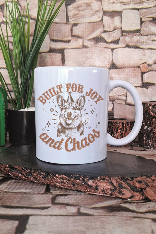 Built For Joy And Chaos Yazılı Komik Köpek Hediyelik Baskılı Çay Kahve Sunum Kupa Bardak