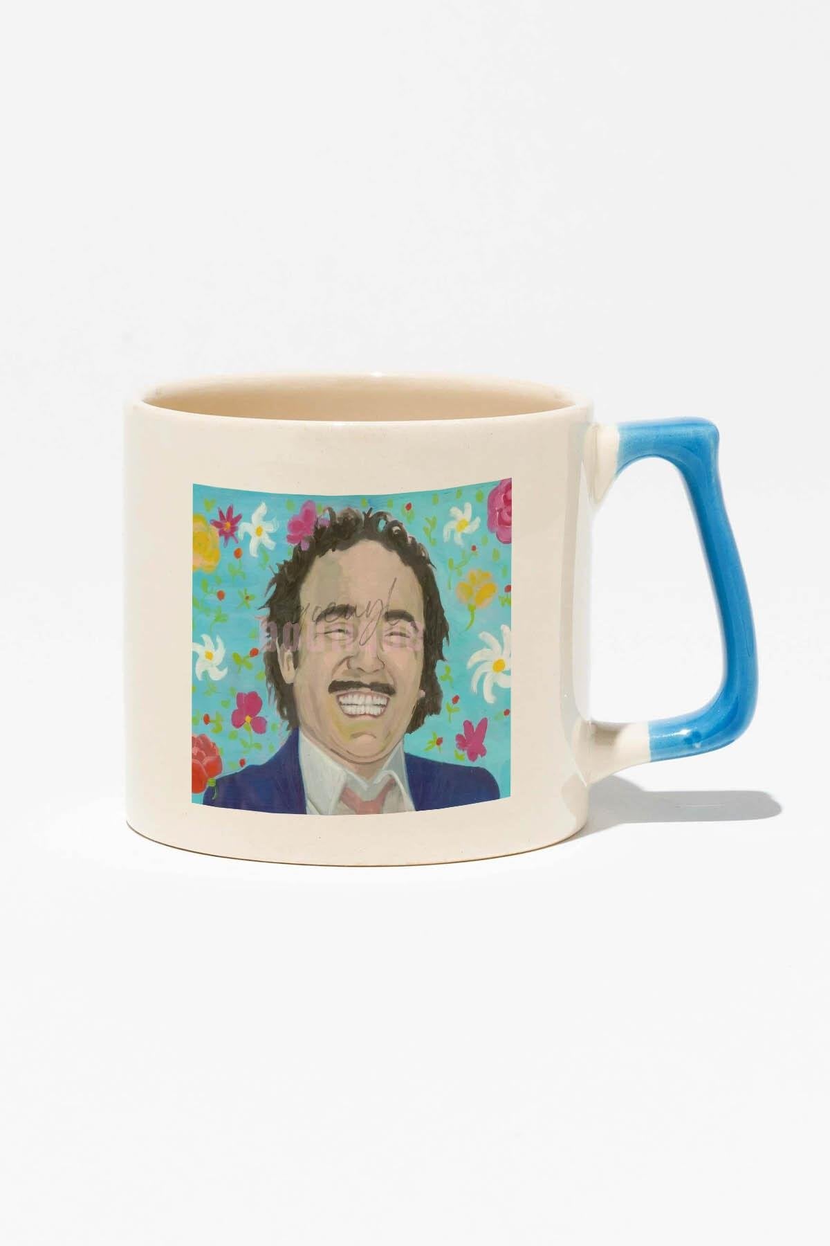 Burhan Altıntop Baskılı | Komik Hediyelik | Mavi Kulplu Modern Seramik Kupa