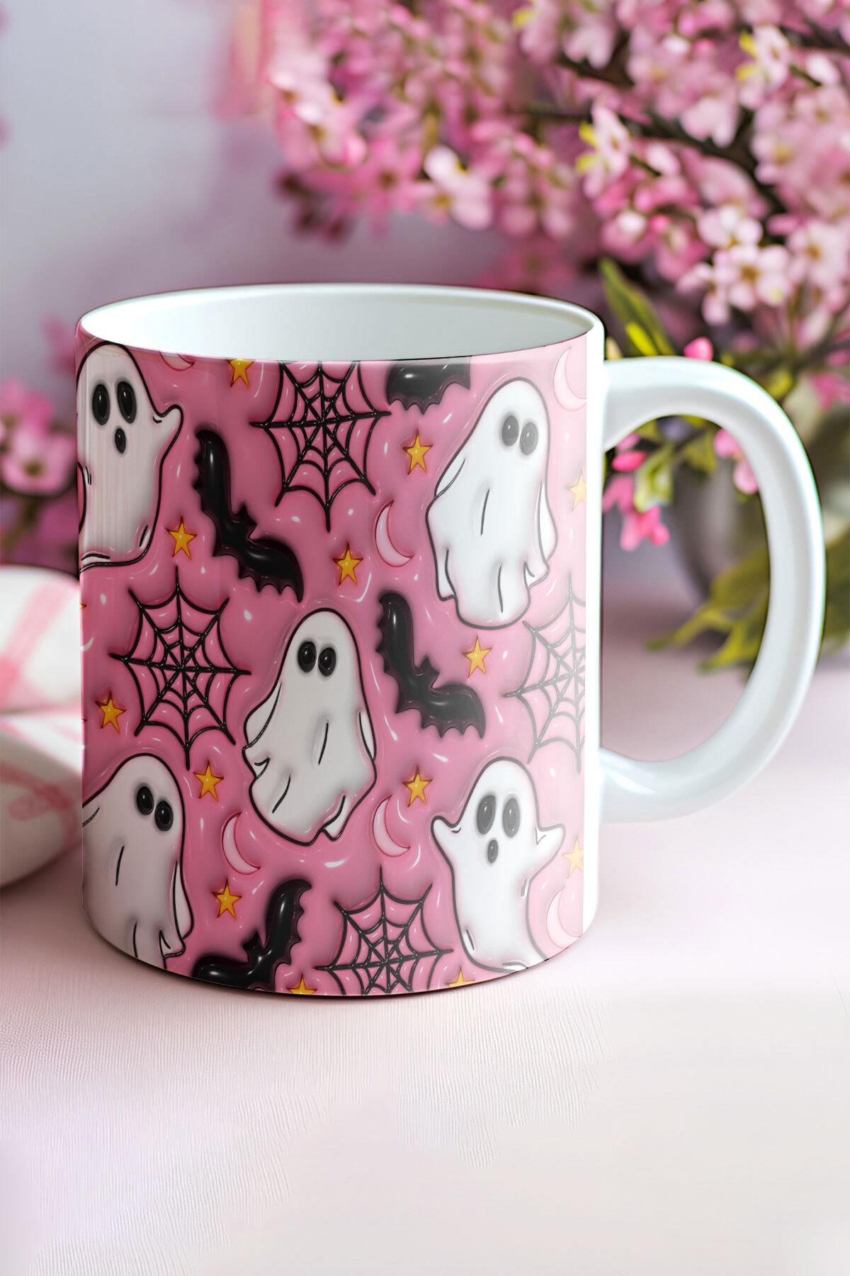 Cadılar Bayramı Temalı 3D Tasarım Görünümlü Baskılı Kupa Bardak Mug