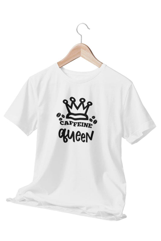 Caffeine Queen Baskılı Arkadaş Eş Sevgili Doğum Günü Hediyelik Beyaz Unisex T-Shirt