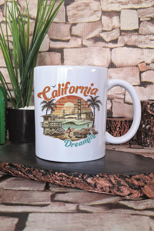 California Summer Trip Baskılı Yaz Tatili Gezisi Teması Hediye Baskılı Kupa Bardak