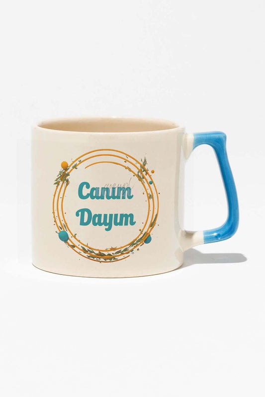 Canım Dayım Baskılı Doğum Günü Hediyelik Baskılı Mavi Kulplu Modern Seramik Kupa