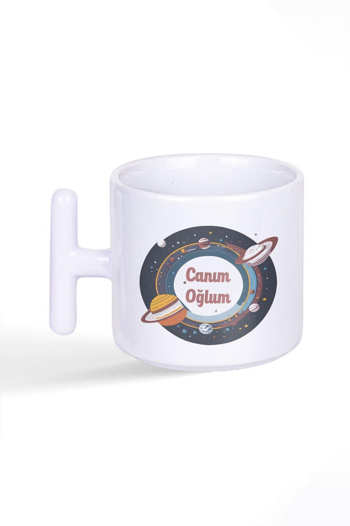 Canım Oğlum Doğum Günü Hediye Baskılı Latte Fincanı T Kulplu Kupa Bardak