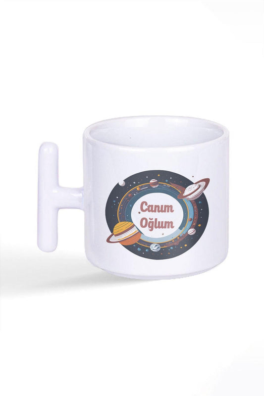 Canım Oğlum Doğum Günü Hediye Baskılı Latte Fincanı T Kulplu Kupa Bardak