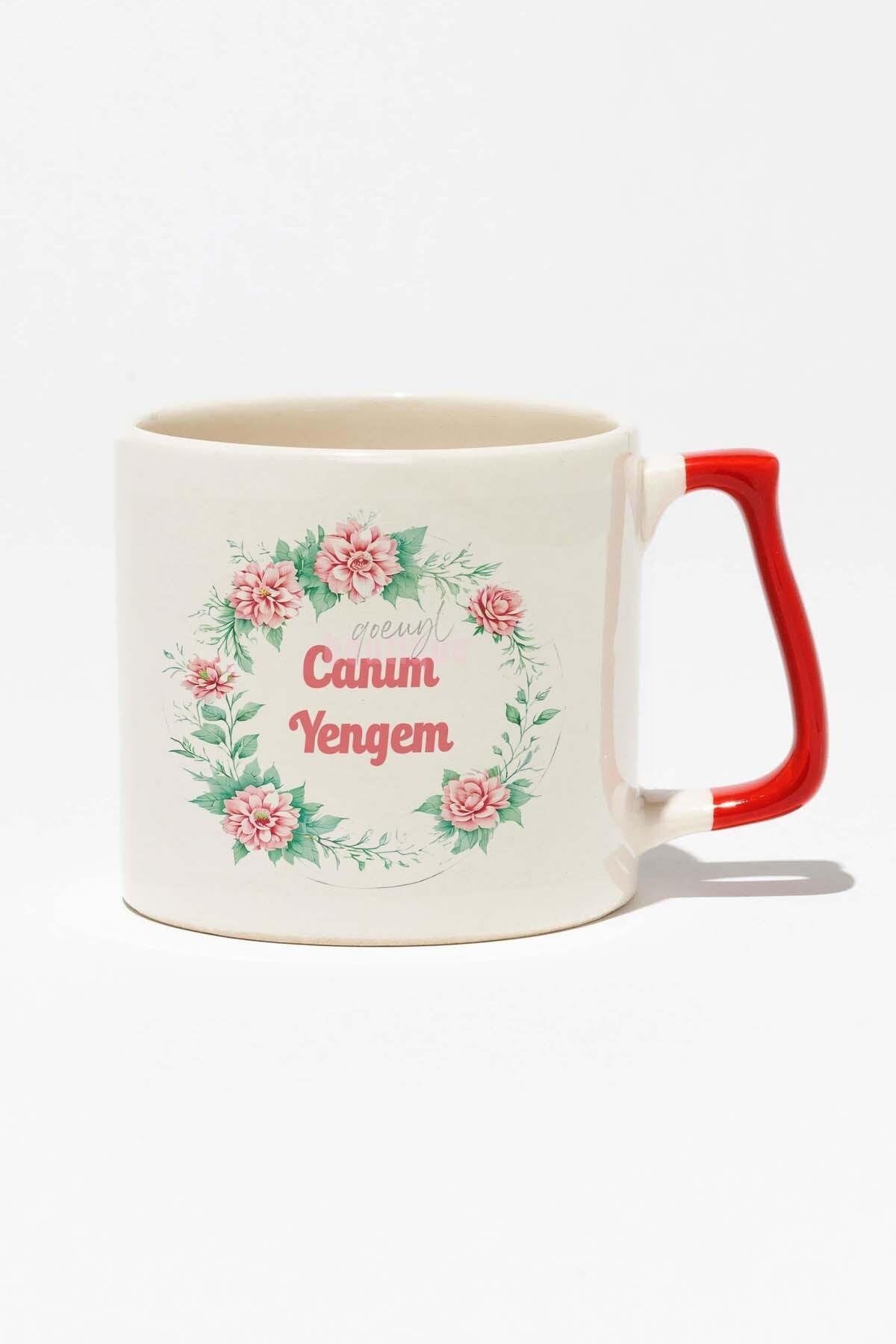 Canım Yengem Baskılı Doğum Günü Hediyelik Baskılı Kırmızı Kulplu Modern Seramik Kupa