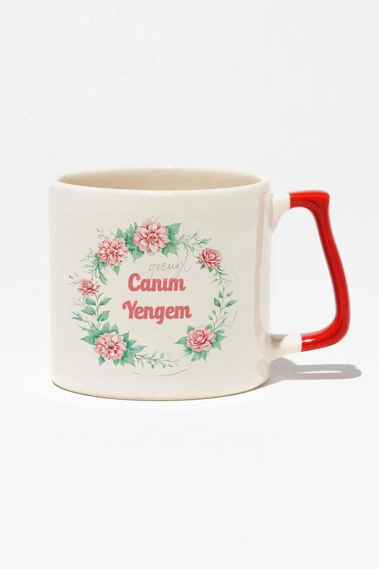 Canım Yengem Baskılı Doğum Günü Hediyelik Baskılı Kırmızı Kulplu Modern Seramik Kupa