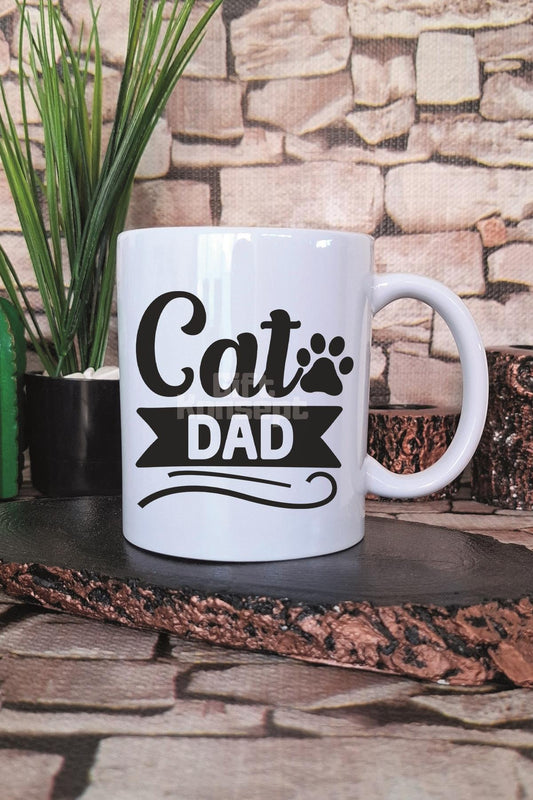 Cat Dad Baskılı Kedi Babası Kedisever Hediyelik Baskılı Çay Kahve Sunum Kupa Bardak