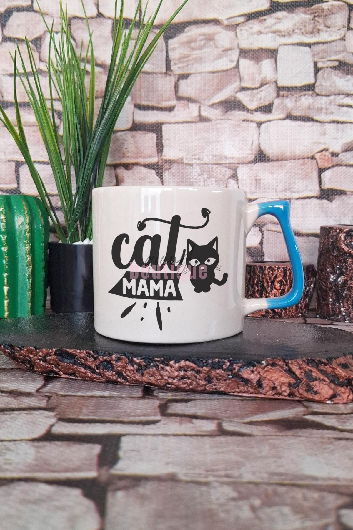 Cat Food Baskılı Komik Kedi Maması Kedisever Hediyelik Kulplu Kupa Bardak