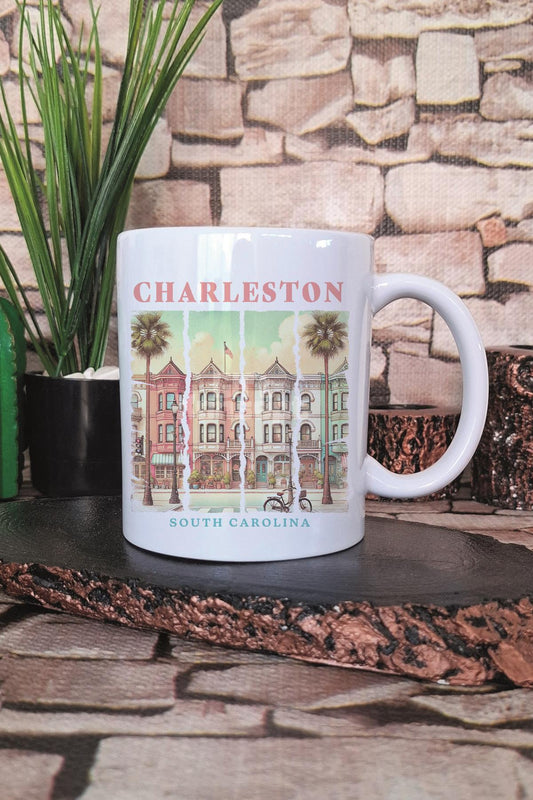 Charleston Summer Trip Baskılı Yaz Tatili Şehir Turu Hediyelik Baskılı Çay Kahve Sunum Kupa Bardak
