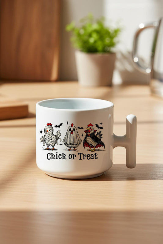 Chick Or Treat Halloween Baskılı Hediyelik T Kulplu Latte Fincanı Kupa Bardak