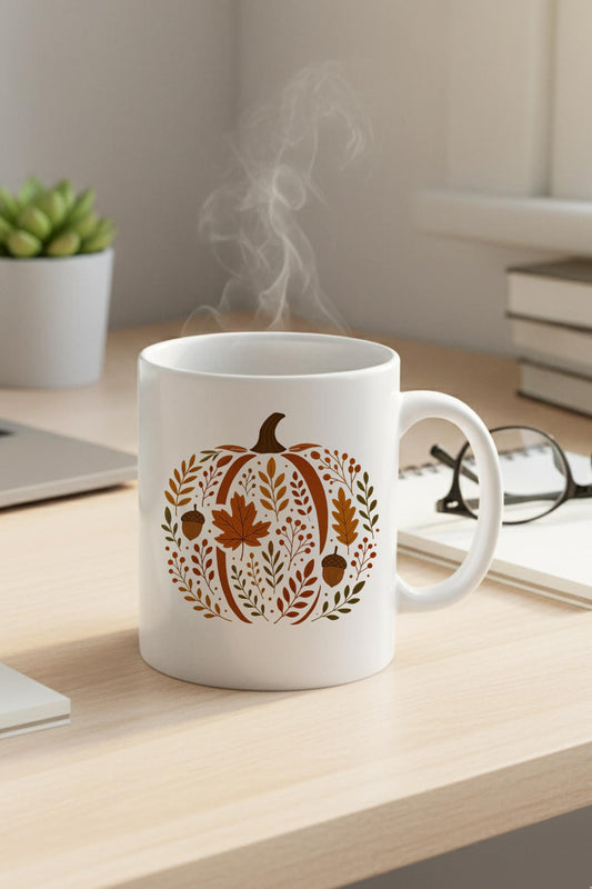 Chinoiserie Pumpkin Floral Fall Baskılı Hediyelik Kupa Bardak