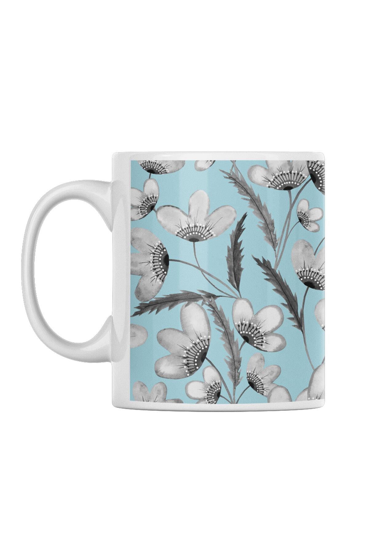 Çiçek Desenli Vintage No:3 Baskılı Kupa Bardak