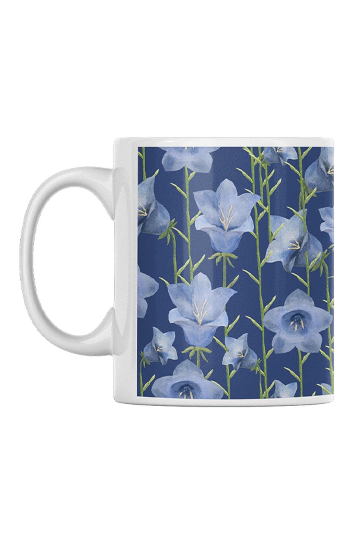 Çiçek Desenli Vintage No:7 Baskılı Kupa Bardak