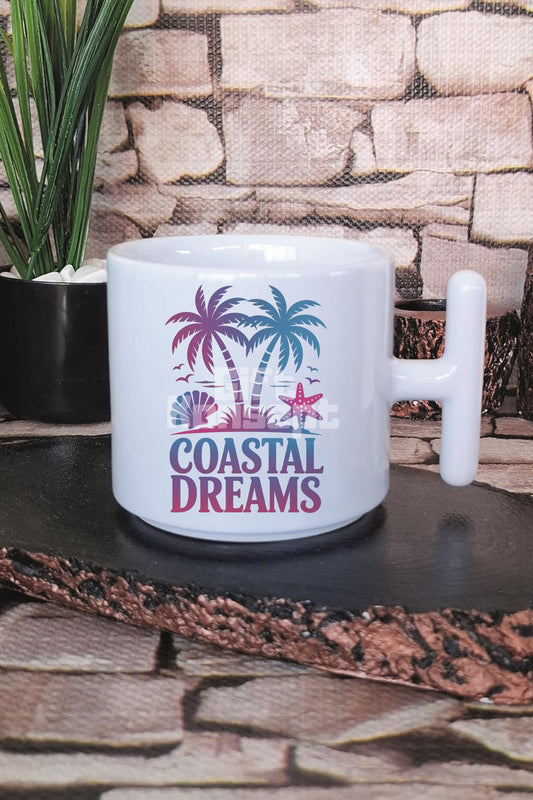 Coastal Dreams Baskılı T Kulplu Latte Fincanı Kupa Bardak