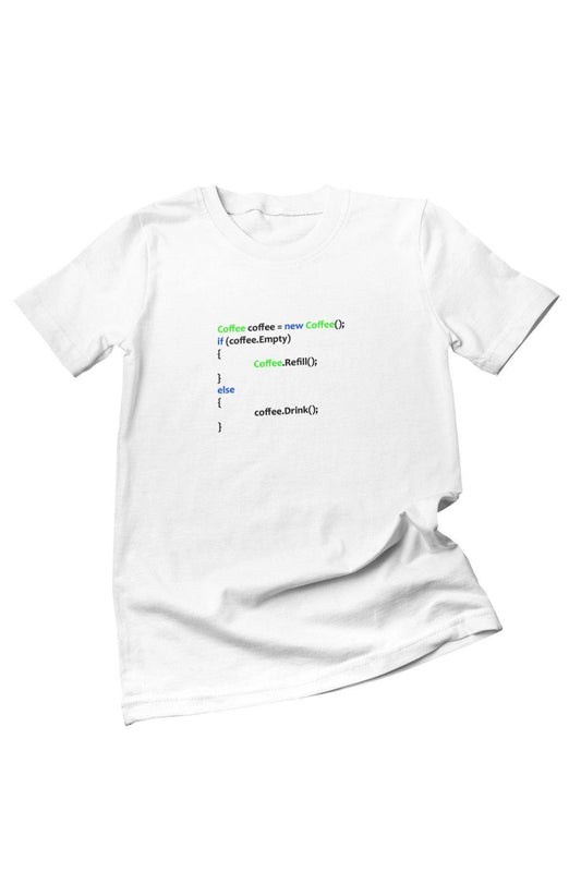 Coffee Yazılımcı Mühendis Java Eğlenceli Hediyelik Beyaz Unisex T-Shirt